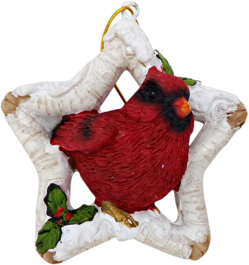 Rustic Cardinal Christmas Tree Ornaments for Home Decor (Holly Branch)