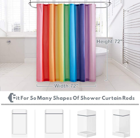 KGORGE Shower Curtain for Bathroom - Farmhouse Shower Curtain Rainbow Stripe Pattern Boho Waterproof Washable Curtain for Bathtub Camper Backdrop, 72 x 72 inches, Hooks Included