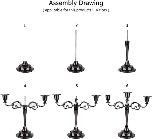 Black Candle Holder, Dedoot Taper Candle Holder 3-Arm Metal Candlestick Holder fits 3/4'' Candles, Tapered Candle Holder for Table Centerpiece, Wedding Party Decorative