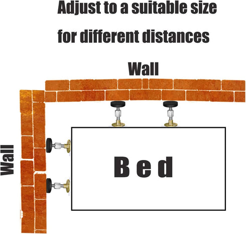WENIUBE-Anti Shake Bed Stoppers,4Pcs Adjustable Threaded Bed Frame Anti-Shake Tools(30-112Mm) for Bed, Bedside Baffle,Headboard Holder