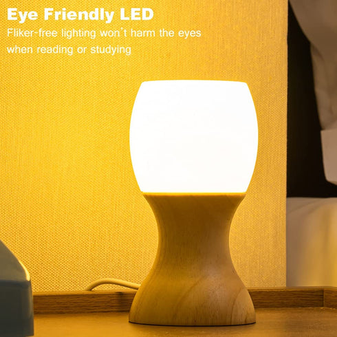 LONRISWAY LED Wood Desk Lamp, Bedroom Bedside Night Light, Dimmable Led Lighting, Creative Home Decor Table lamp, Unique House