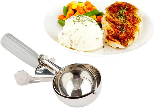 Met Lux 4 Ounce Portion Scoop, 1 Durable Cookie Scoop - #8, With Gray Handle, Stainless Steel Disher, For Portion Control, Scoop Cookie Dough, Cupcake Batter, or Ice Cream - Restaurantware