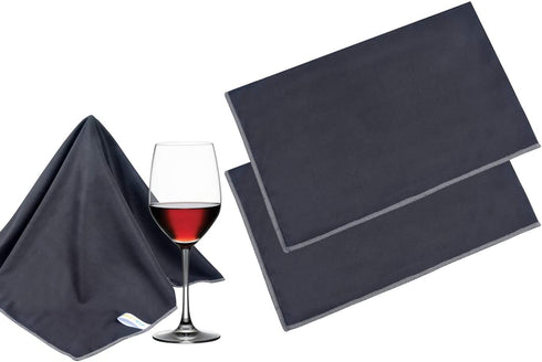 SINLAND Microfiber Glass Polishing Cloths Thick Lint -Free Drying Towels for Wine Glasses Stemware Dishes Stainless Appliances 20 Inch X 25 Inch Pack of 2 Black €¦