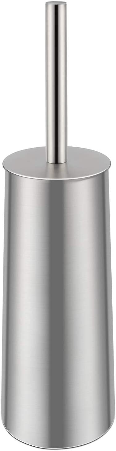Toilet Brush, Compact Freestanding Stainless Steel Toilet Bowl Brush and Holder for Bathroom, Designed for Deep Cleaning, Space Saving, and Durability