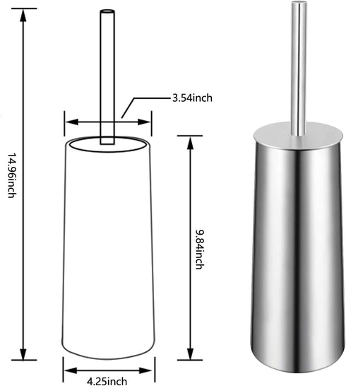 Toilet Brush, Compact Freestanding Stainless Steel Toilet Bowl Brush and Holder for Bathroom, Designed for Deep Cleaning, Space Saving, and Durability