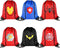 Zaleny Superhero Drawstring Backpacks Super Hero Sack Cinch Bags Theme Party Favors Supplies Pack of 6 for Boys