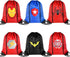 Zaleny Superhero Drawstring Backpacks Super Hero Sack Cinch Bags Theme Party Favors Supplies Pack of 6 for Boys