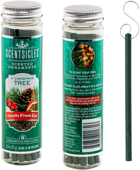 Scentsicles O Christmas Tree Scented Ornaments with Hooks - 2 Bottles (12 Sticks Total)