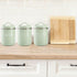 Fasmov 3 Pack Airtight Kitchen Canister Decorations with Lids, Turquoise Metal Rustic Farmhouse Country Decor Containers for Sugar Coffee Tea Storage, Green
