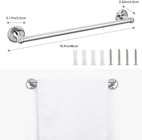 LIANTRAL Bathroom Hardware Set, 4-Piece Polished Chrome Bath Accessories Kit with 18™™ Towel Bar, Toilet Paper Holder, Towel Ring and Robe Hook,Wall Mounted