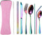 Reusable Travel Utensils Cutlery Set with Case, YIMICOO Stainless Steel Portable Flatware Set Silverware Set for Camping Picnic Office or School Lunch (Pink)