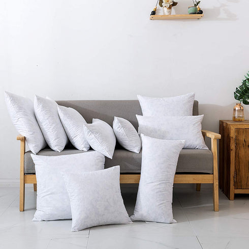 DOWNCOOL 100% Cotton Stuffer Throw Pillow Insert, Square Down and Feather Filled Decorative Bed Sofa Insert, 18x18 Inch, White
