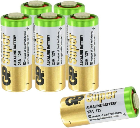 6 GP 12V Alkaline Batteries Size 23AE Package
