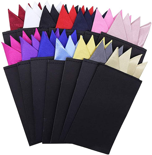 PreFolded Pocket Squares On Card For Men Polyester Suit Handkerchief 8 pieces