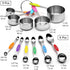 Sunnyac 12 Pieces Measuring Cups and Spoons Set, Including 5 Stackable Stainless Steel Measuring Cups, 6 Double Sided Magnetic Measuring Spoons and 1 Metal Plate for Dry and Liquid Ingredients