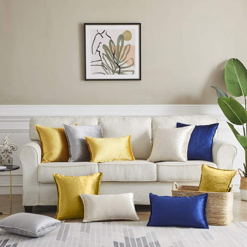 GIGIZAZA Gold Velvet Decorative Throw Pillow Covers, 20x20 Square Couch Sofa Pillow Covers,Set of 2 Square Cushion Covers