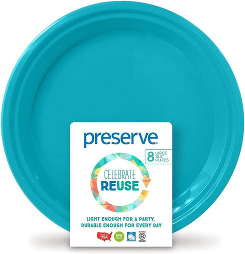 Preserve Go Lightweight BPA Free Large Dinner Plates Made from Recycled Plasti Kitchen Supplies, Aqua