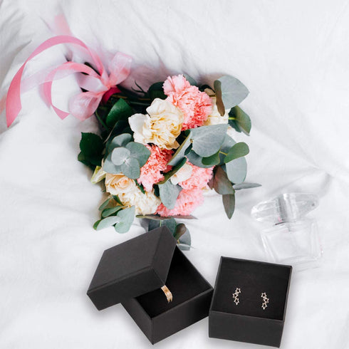 Dedoot Ring Earring Gift Boxes 30 Pieces Small Kraft Jewelry Box 2x2x1.2 Inch Square Cardboard Jewelry Gift Box with Velvet Cushion, Black