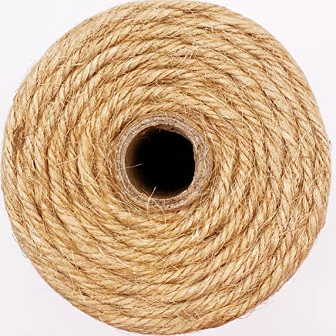 Jute Twine 328 Feet 2.5mm 4Ply Heavy Duty Natural Jute Rope String for Home Gardening Plant Picture Hanger Industrial Packing String for Gifts Presents Mason Jars Wedding Decorations Crafts