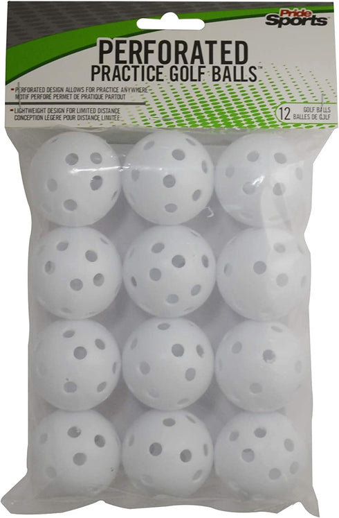 PrideSports Practice Golf Balls, Perforated, 12 Count