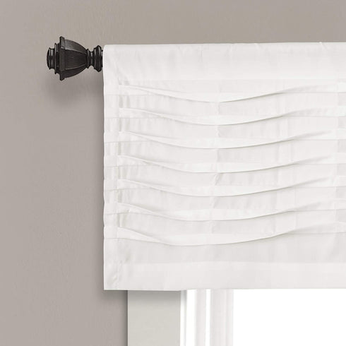 Lush Decor, White Wave Texture Valance | Pleated Ruffle Fold Window Kitchen Curtain (Single), 18 x 52