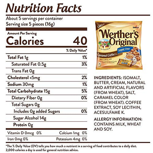 Werther's Original Sugar Free Caramel Coffee,Hard Candies 2.75 oz, 3 pack