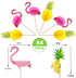 Pink Flamingo Hawaiian Party Balloons Tropical Arch Garland Kit Luau Jungle Party Supplies Palm Leaves Strip Confetti Latex Balloon for Luau Jungle Decoration