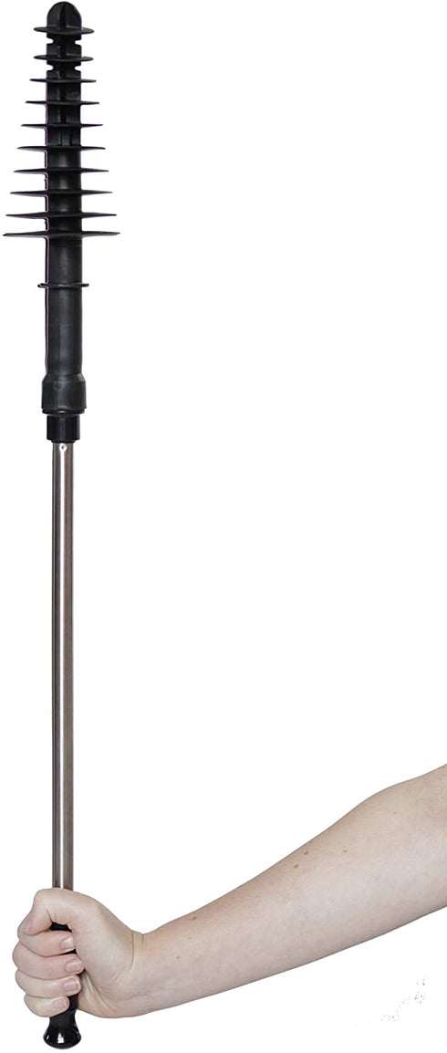 ToiletShroom Revolutionary Plunger, Squeegee, Clog Remover, Drain Cleaner, Bathroom Toilet Dredge Tool, Stainless Steel Handle with Caddy Holder, Оne Расk, Black