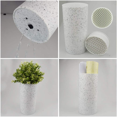 Universal Freedom Knife Storage Stand, Multi-Functional Knife Block Holder, PP Resin Round Knife Holder, Unique Design Slot to Protect Blades Detachable for Easy Cleaning (White Snowflake Dots)