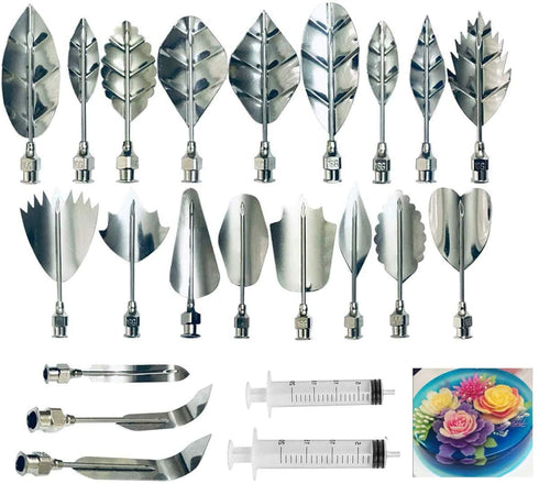 Gelatin Jelly Tools 3D Art Flower Cake Decorating Tool Set of 20 Piece DIY Needle Tips Pastry Tools