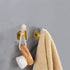 Vuzvuv Adhesive Hooks Brushed Gold SUS304 Stainless Steel Towel Hooks Heavy Duty Waterproof Wall Hooks Self Adhesive Coat Robe Towel Hooks for Bathrooms Kitchen Hotel Wall Mounted Hooks - 2 Pack