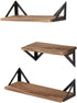 AZL1 Life Concept, Rustic Set of 3 Decorative Floating Mounted Wall Shelves Ledge Perfect for Home D©cor, Trophy Display, Photo Frames in Study Living Room Bathroom Kitchen office, Natural Wood