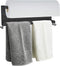 Magnetic Paper Towel Holder for Refrigerator with 6 Hooks, Kitchen Towel Rack with Strong Magnet, Magnetic Shelf Multi Function Made of Iron,Used for Kitchen, Drill Free (Black, with 6 Hooks)