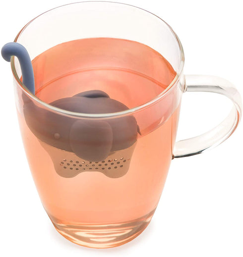 TrueZoo Elephant Tea Infuser, Stainless Steel and Silicone, Blue, Set of 1 Loose Leaf Tea Strainer