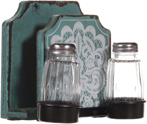 M&F Western 94120 Salt & Pepper Napkin Holder Shaker Set44; Turquoise