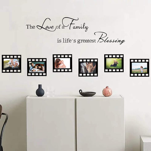 BIUBIUGO Family Wall Decals for Living Room,Contains 6 Pcs 4x6in Picture Frame,Family Inspirational Wall Stickers Quotes,The Love of A Family is Life's Greatest Blessing Family Wall Stickers