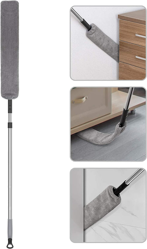 MR.SIGA Flexible Microfiber Long Duster for Gap Cleaning, Stainless Steel Adjustable Handle, Washable Gap Cleaning Duster