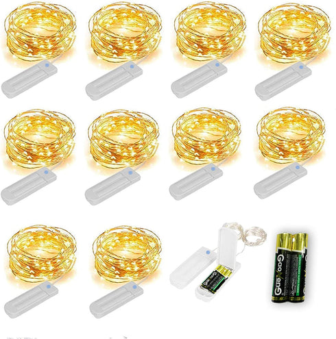 ZNYCYE 10 Pack Fairy Lights with Timer,10ft 30 LED String Lights 7 Modes Fairy Lights Battery Operated Waterproof for DIY Wedding Party Bedroom Mason Jars Christmas Decorations (Warm White)