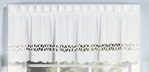 Today's Curtain Hellina Tapework Valance, 14-Inch, White - Hellina CA1800K
