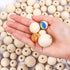 DICOBD 150pcs Wooden Beads Large Size (20mm, 25mm, 30mm) Natural Wooden Beads Round Wood Beads Rustic Country Wood Beads Suitable for Crafts, DIY Jewelry Making, Home Decoration
