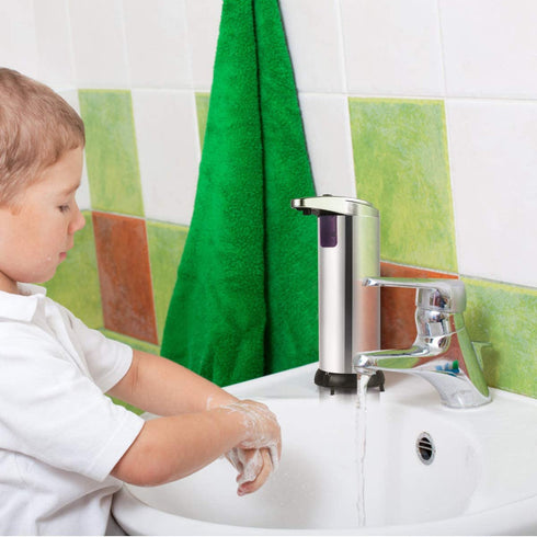 Embryant Soap Dispenser, Touchless Automatic Soap Dispenser Waterproof Base Stainless Steel Infrared Sensor, Adjustable Hands-Free Dish Soap Dispenser Suitable for Bathroom Kitchen Hotel Restaurant