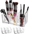 Yarlung 2 Pack Acrylic Makeup Brushes Holder, 6 Slots Clear Cosmetic Organizer Eyebrow Pencils Holder Multi-Purpose Desk Sundry Case for Lipsticks, Liners, Bathroom Vanity, Dresser, Curved Edge