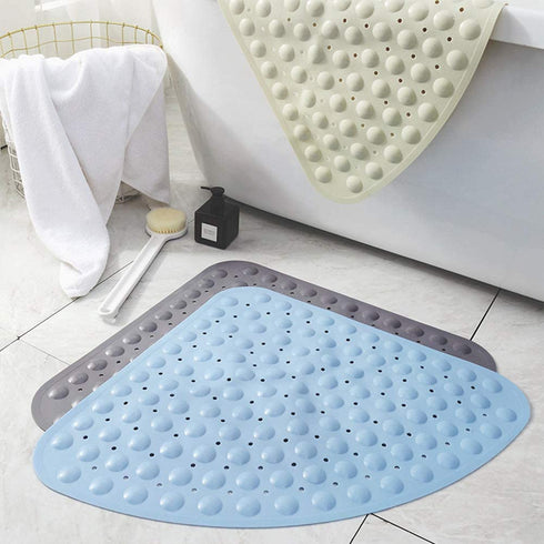 Eanpet Bath Mat Non-Slip Tub Shower Mats Bathtub Mat for Adult Kids, Machine Washable (Triangle, 28 x 28 Inch, Beige)