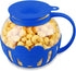 Tahoe Trail Christmas Gifts Borosilicate Glass Microwave Popcorn Popper Maker with Lid, BPA Free Hot Air Microwave Popcorn Maker Bowl, Use In Microwave or Oven, Dishwasher Safe, 3 Quart Family Size (Blue)
