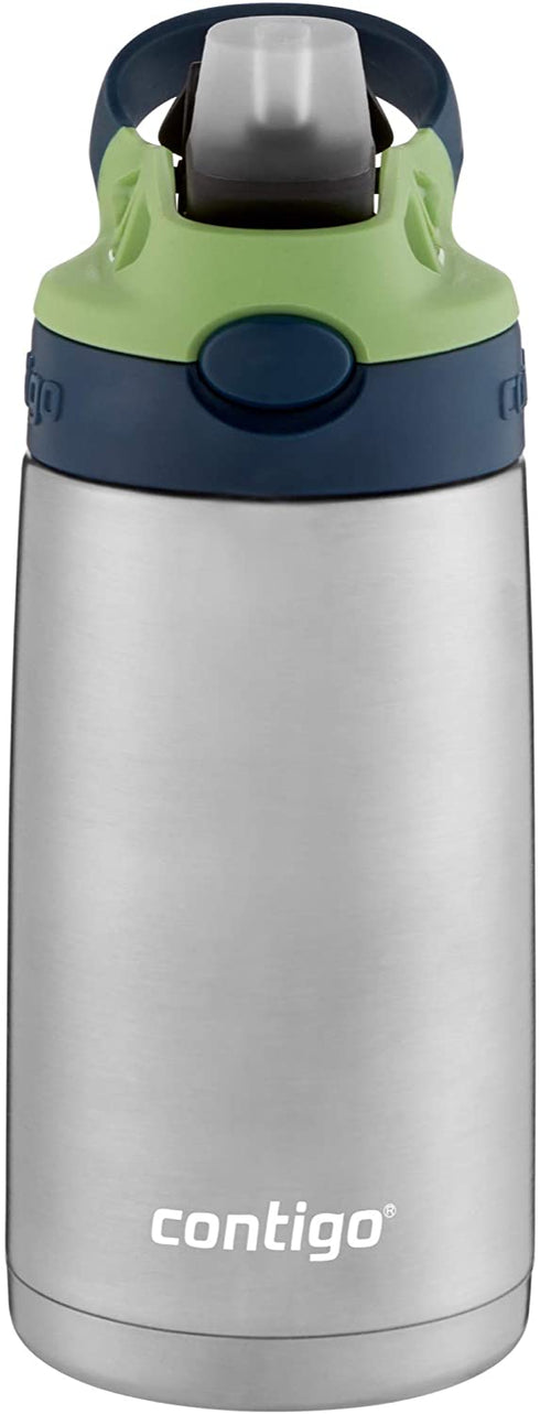 Contigo Kids Stainless Steel Water Bottle with Redesigned AUTOSPOUT Straw, 13 oz, Blueberry & Green Apple