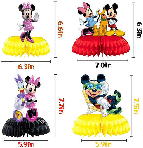 Mickey Minnie Donald Duck Honeycomb Centerpieces, 9 Pcs Table Topper for Birthday Party Decoration, Double Sided Cake Topper Party Favor, Photo Booth Props, Party Supplies for Kids€¦