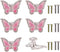 Run 6 Pieces Butterfly Knobs Metal Decorative Cabinet Drawer Cupboard Furniture Door Single Hole Pulls Handles (Pink)