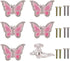 Run 6 Pieces Butterfly Knobs Metal Decorative Cabinet Drawer Cupboard Furniture Door Single Hole Pulls Handles (Pink)