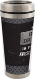 Elanze Designs My Bus Driver Is Full of Awesomesauce Black 16 Ounce Stainless Steel Travel Mug with Lid