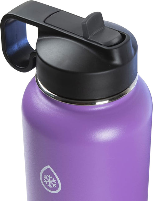 Thermoflask Double Stainless Steel Insulated Water Bottle with Two Lids, 32 Ounce, Plum